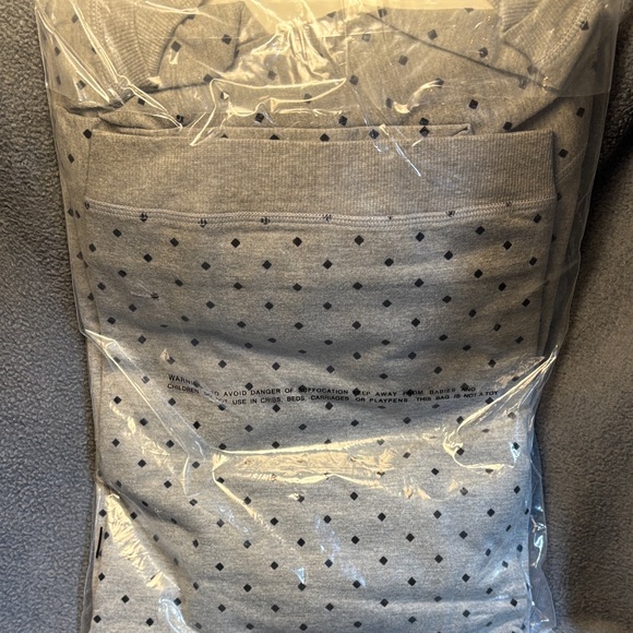 Woman Within Heather Gray Sweatshirt with Navy Dots - Picture 2 of 2